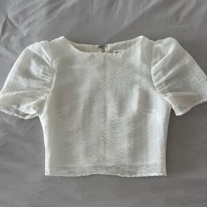 Super down White Puff Sleeve Blouse